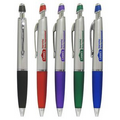 Union Printed "Tri-Top Clicker Pen" - Silver Barrel w/ Frosted Colored Grip